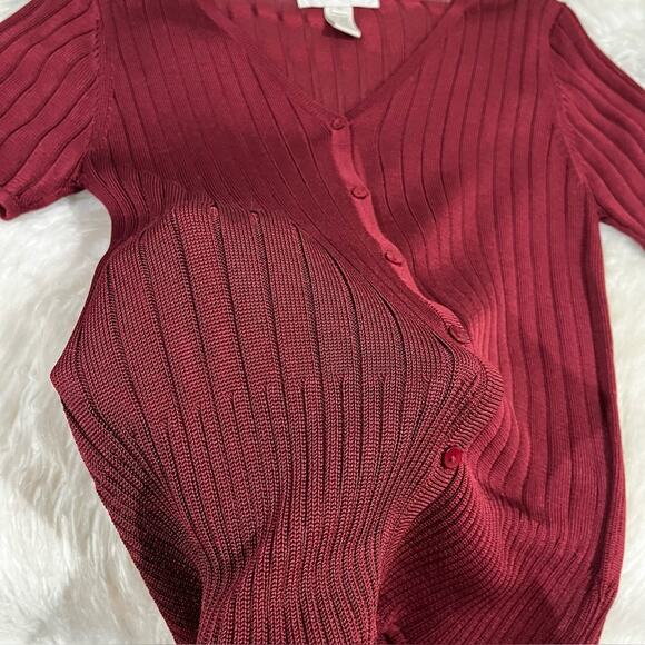 NEW Jones & Co. Rayon Classic Longline V Neck Button Front Semi Sheer Sweater S - Picture 14 of 15